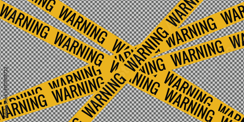 Yellow warning tape on a gray and white checkered background with a sense of caution and alertness