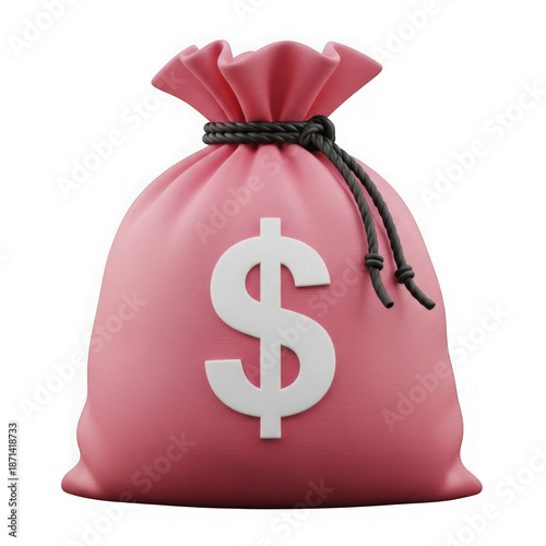 Pink money bag with dollar symbol