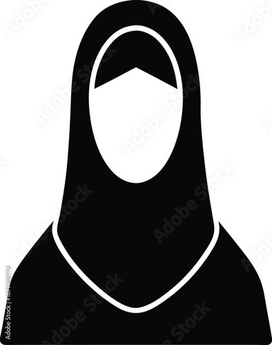 Hijab veil symbol silhouette vector art illustration and minimal black and white design