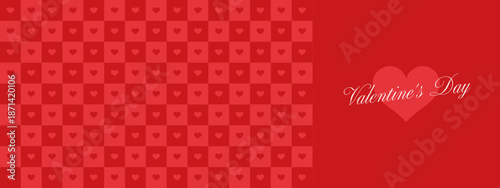 Valentine's Day banner with copy space, pink heart checkerboard, Y2K retro promotional background. Seamless pattern.