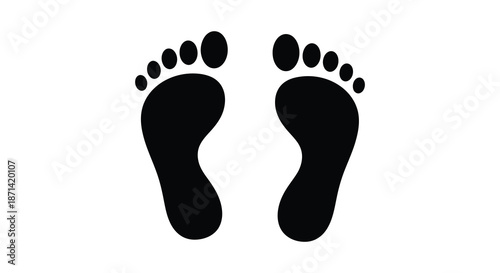 A simple illustration depicts two black footprints showing the soles and toes clearly