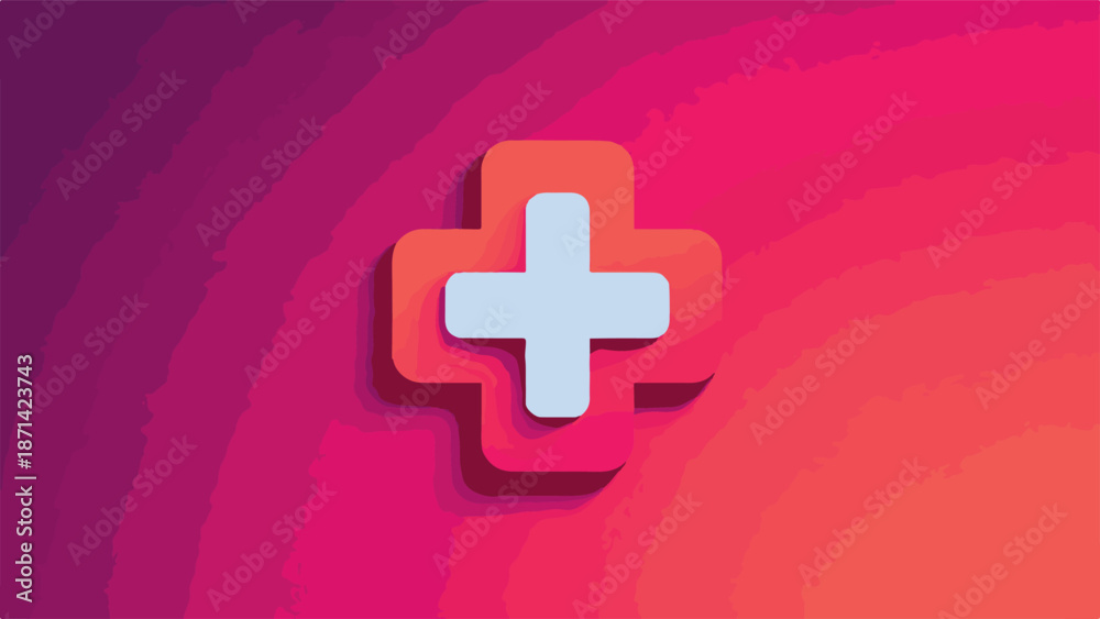 Obraz premium Abstract Plus Sign with Shadow Effect Over Gradient Background