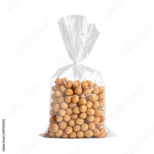 Fresh Bread Sitting in a Clear Bag on a Textured Surface for Sale in a Store
