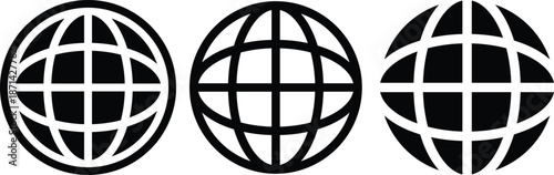website or internet network line and flat art icon symbol set for apps and websites. world web icon www earth globe