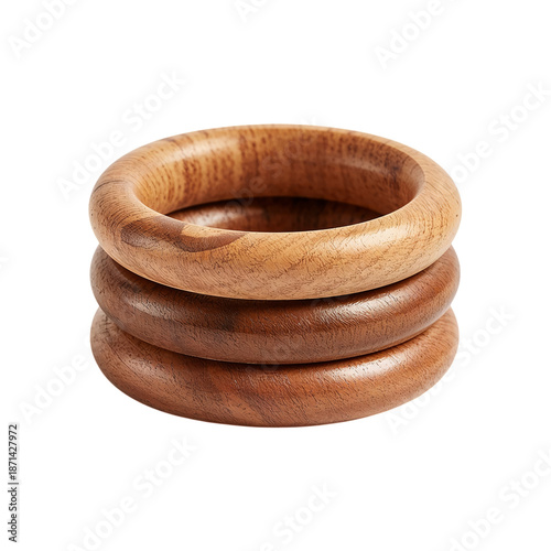 Wooden Rings Stacked on Top of Each Other in Simple Design and Craft
