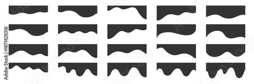 Wavy header set with curved dividers and silhouette borders for UI section layouts, app templates and modern print or packaging design. A minimal vector collection