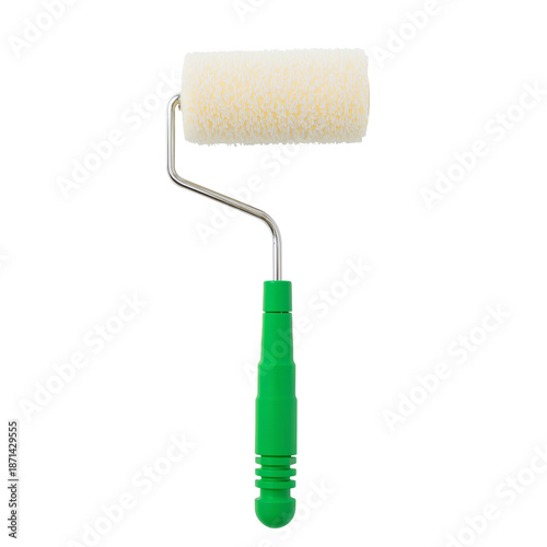 Paint Roller in a Standing Position With a Blue Handle on a White Background ...