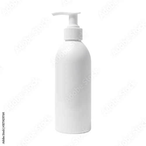 Clear Plastic Bottle With Pump for Liquid Storage at a Minimalist Workspace