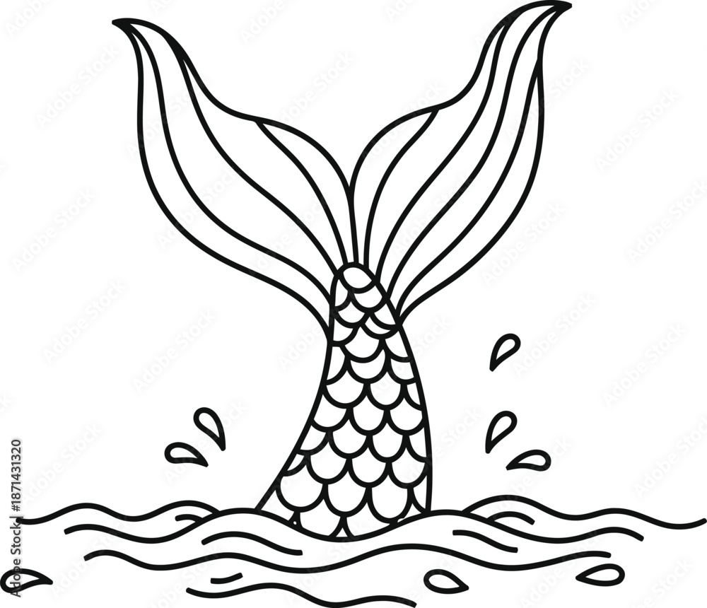 Fototapeta premium Silhouette of Mermaid’s Tail – Elegant Underwater Fantasy Design