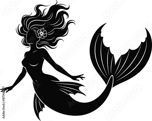 Mermaid Silhouette Illustration – Elegant Ocean Fantasy Design