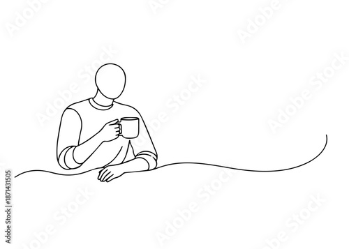 man with a cup hand draw line icon vector
Vector hand draw line icon on a transparent background