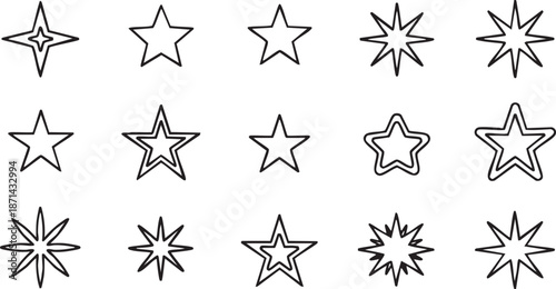 Stars collection. Star vector icons. Golden and Black set of Stars, isolated on transparent background. Star icon. Stars in modern simple flat style. Vector
