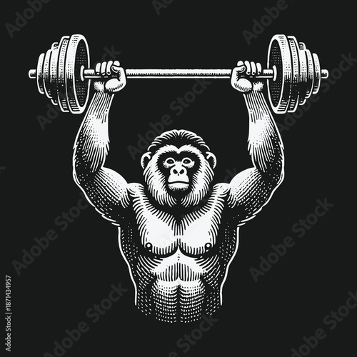 Determined Gorilla Powerlifter: A Symbol of Strength and Perseverance.