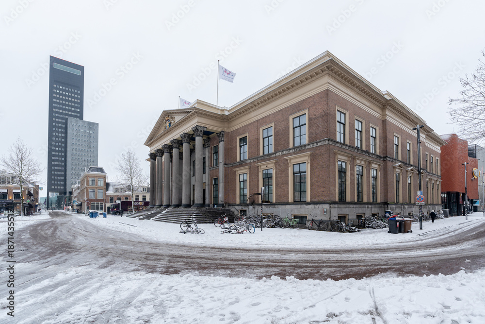 Obraz premium Winter cityscape in Leeuwarden, Netherlands