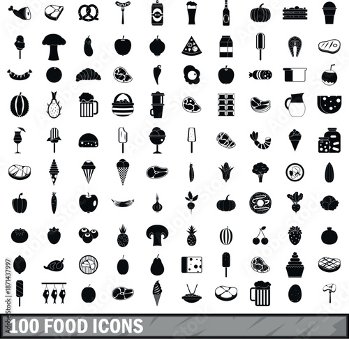100 Food & Gastronomy Simple Icons