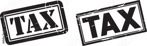 Two Distressed Black Grunge 'TAX' Rubber Stamp Vectors Isolated on White Background