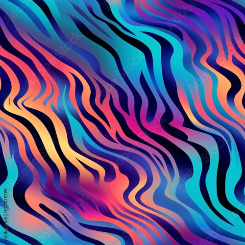 Colorful Zebra Stripe Seamless Pattern, Zebra Skin Pattern, Zebra stripe digital paper, Animal print seamless pattern, Animal skin pattern