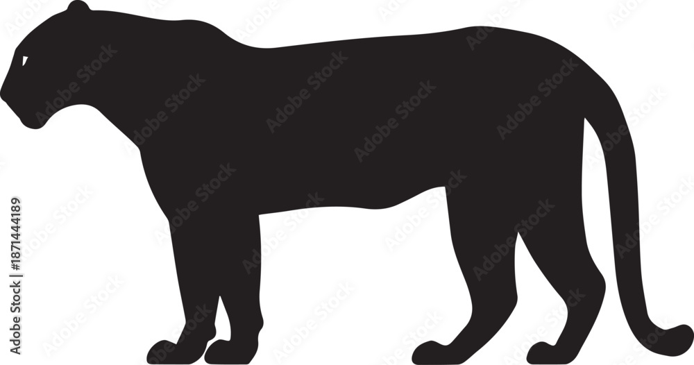 Fototapeta premium cheetah black Silhouette vector art Illustration with white background