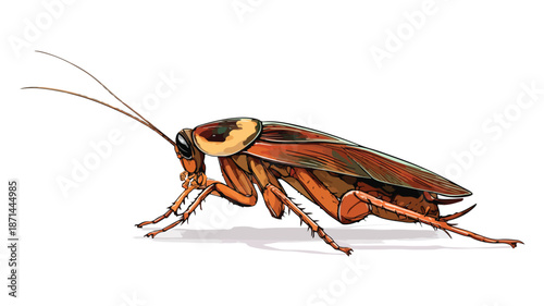 Hungry Cartoon Cockroach Ready to Eat Vector with Outline Isolated
