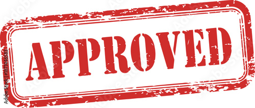 A distressed red approved stamp on a white background for validation and confirmation purposes in business and official documents with verified