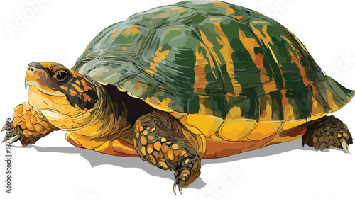 Adorable Funny Turtle Cartoon on White Background Vector Illustration