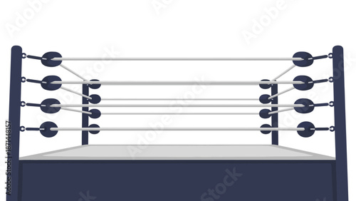 Rope illustration of boxing ring in action viewed from the front with ropes and padding eps style