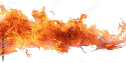 Vibrant orange flame burst on white background