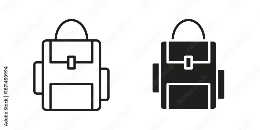 Fototapeta premium Hiking backpack icons on white background. Line vector sign, symbol for web and mobile