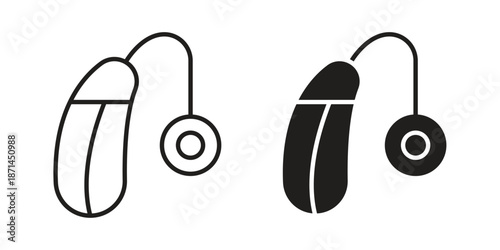 Hearing aid icons on white background. Line vector sign, symbol for web and mobile