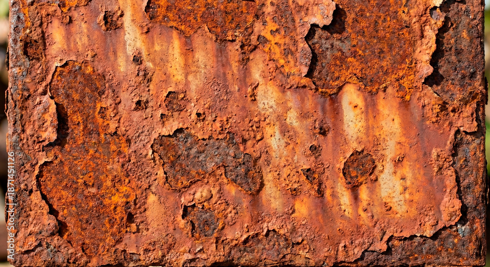 Fototapeta premium Rusty metal texture with orange and brown color gradients