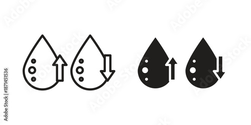 Low and high cholesterol icons on white background. Line vector sign, symbol for web and mobile