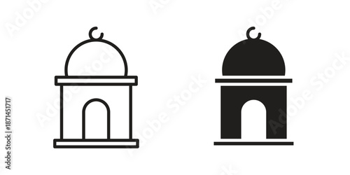 Mosque icons on white background. Line vector sign, symbol for web and mobile