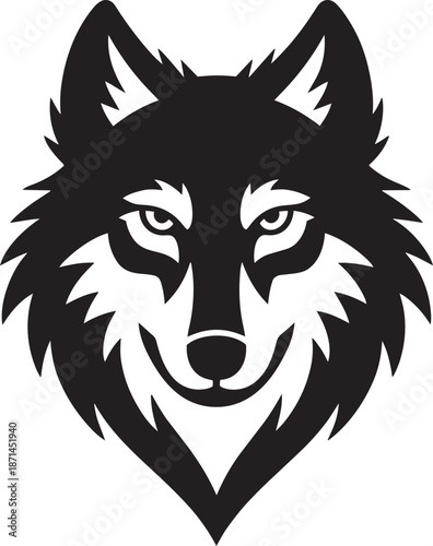 Wolf head silhouette vector illustration stylized ferocious animal portrait mascot graphic