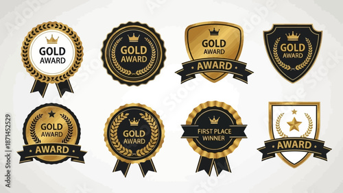 Set of premium quality gold seal stamps and vintage guarantee badges featuring 100 percent satisfaction warranty labels and vector business stickers for premium sale tags