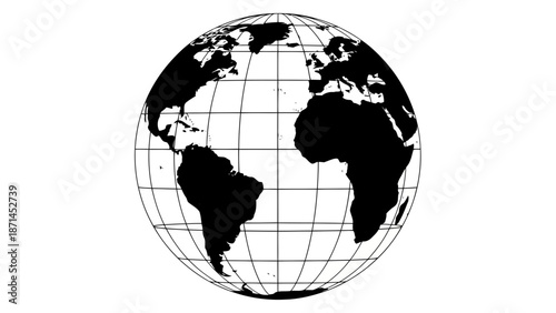 This abstract 3d blue globe vector illustration features a global world map with continents like North America, Europe, and Asia for travel, business, and geography icon designs