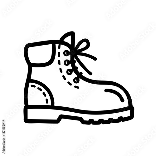 Vector icon of a work boot, symbolizing Labor Day, durable footwear, sketch design