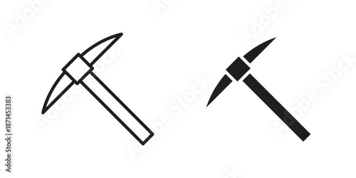 Pick axe icons on white background. Line vector sign, symbol for web and mobile