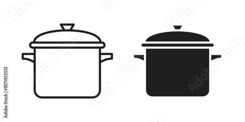 pressure cooker icons on white background. Line vector sign, symbol for web and mobile