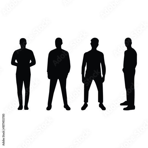 standing african man silhouette in different types of position with standing sideways easy to edit and use standing sideways	
