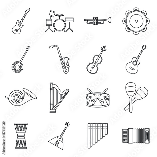 Orchestral Musical Instrument Outline Icons