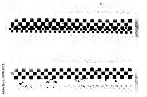 Grunge Checkered Warning Line Background Vector