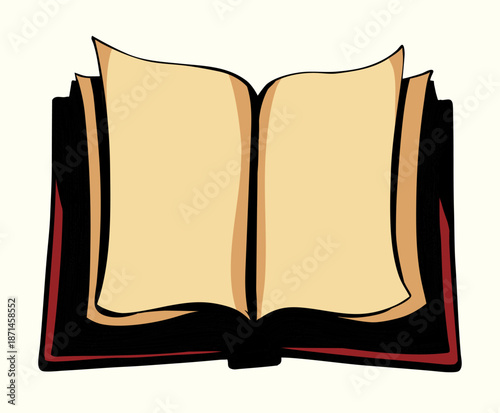 Vector linear drawing. Open book