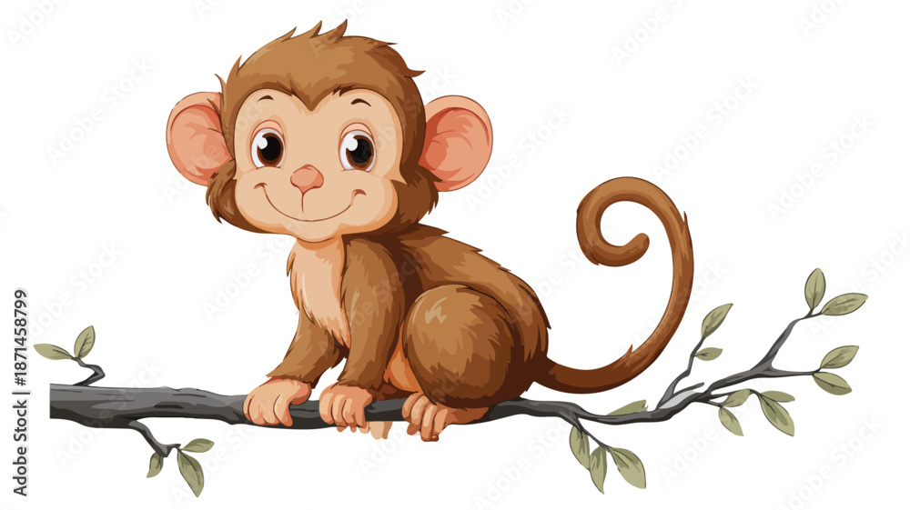 Fototapeta premium Playful Cute Monkey Cartoon Illustration for Design Projects