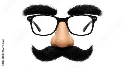 Novelty Disguise Mask with Glasses, Fake Nose, Eyebrows, and Mustache Isolated on White