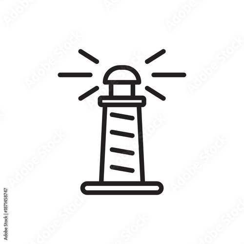 Lighthouse icon symbolizing maritime navigation, coastal safety, and harbor guidance, representing nautical beacons, ship signaling, marine infrastructure, seafaring security, and port warning system.