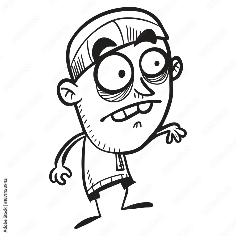 Naklejka premium Funny Zombie Doodle Art Vector Illustration