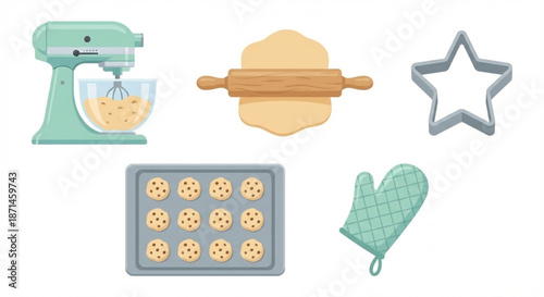Baking supplies and tools for making cookies and pastries at home