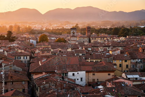 Golden Hour in Lucca’s Historic Old Town, Tuscany