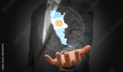 Tableau sur toile Argentina - country shape and flag - 3D illustration