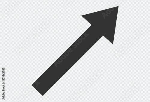 Large black arrow pointing upwards and to the right on transparent background